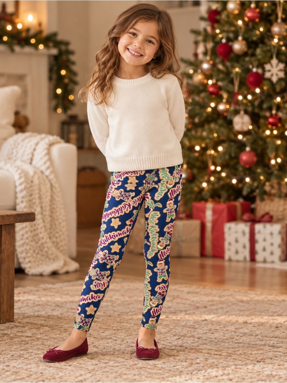 LuLaRoe Girls S/M Mele Kalikimaka Christmas Leggings NWOT Retired